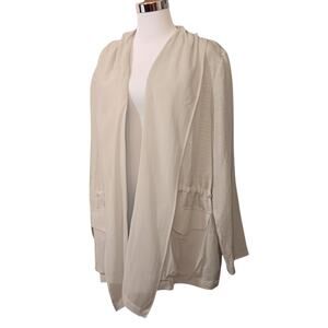 CHICO'S 3 Silk Linen Dressy Open Jacket Topper XL Pockets Event Career Office